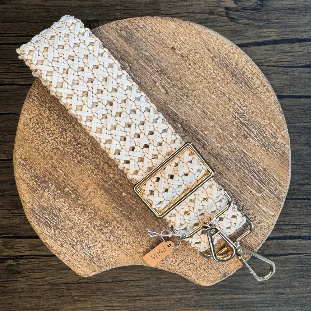 Wide Straw Woven White Purse Strap Crossbody Guitar Strap NEW FAST SHIP